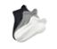 Trois paires de chaussettes de course professionnelles unisexes en noir, blanc et gris.