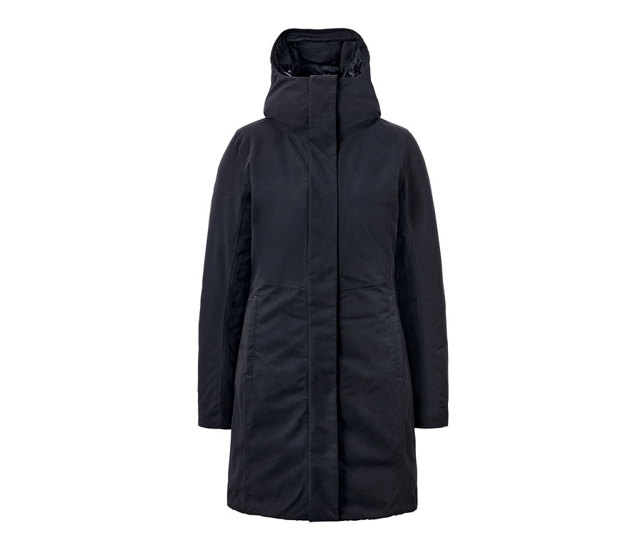Manteau thermique bleu foncé.