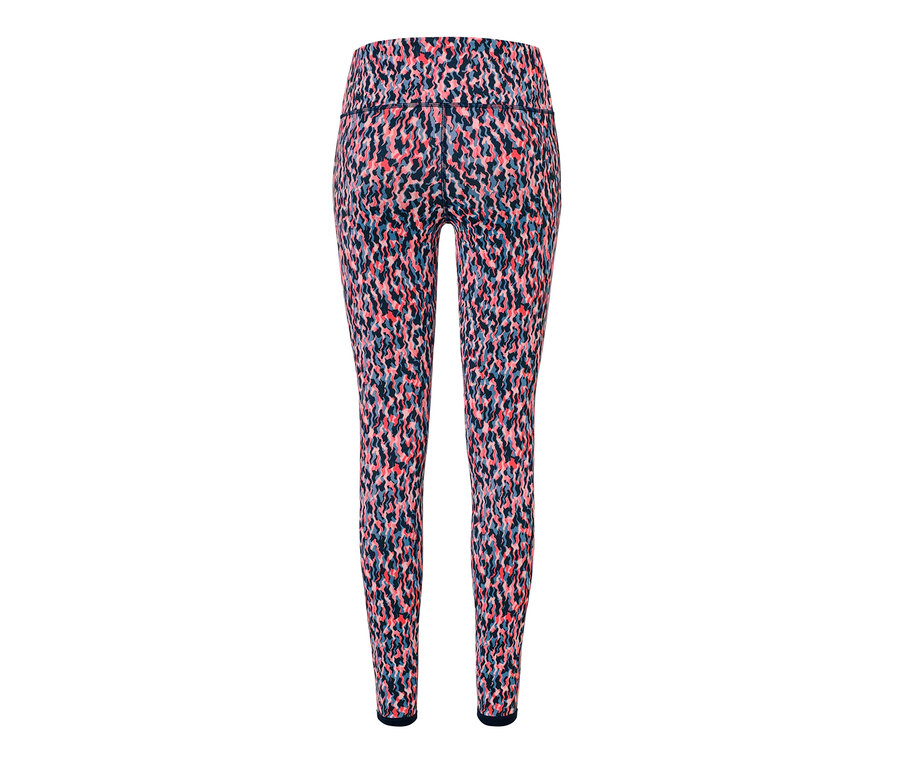 Détail du legging de sport réversible rose et bleu marine.