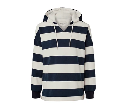 Sweatshirt à capuche à rayures.