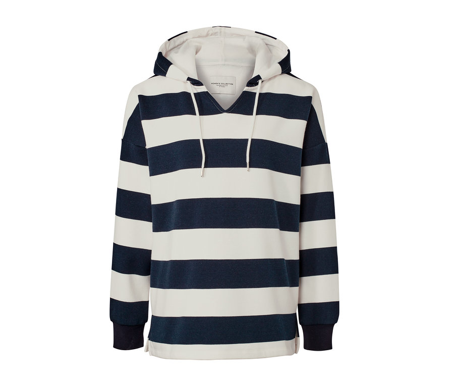 Sweatshirt à capuche à rayures.