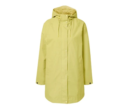 Veste de pluie jaune avec capuche.