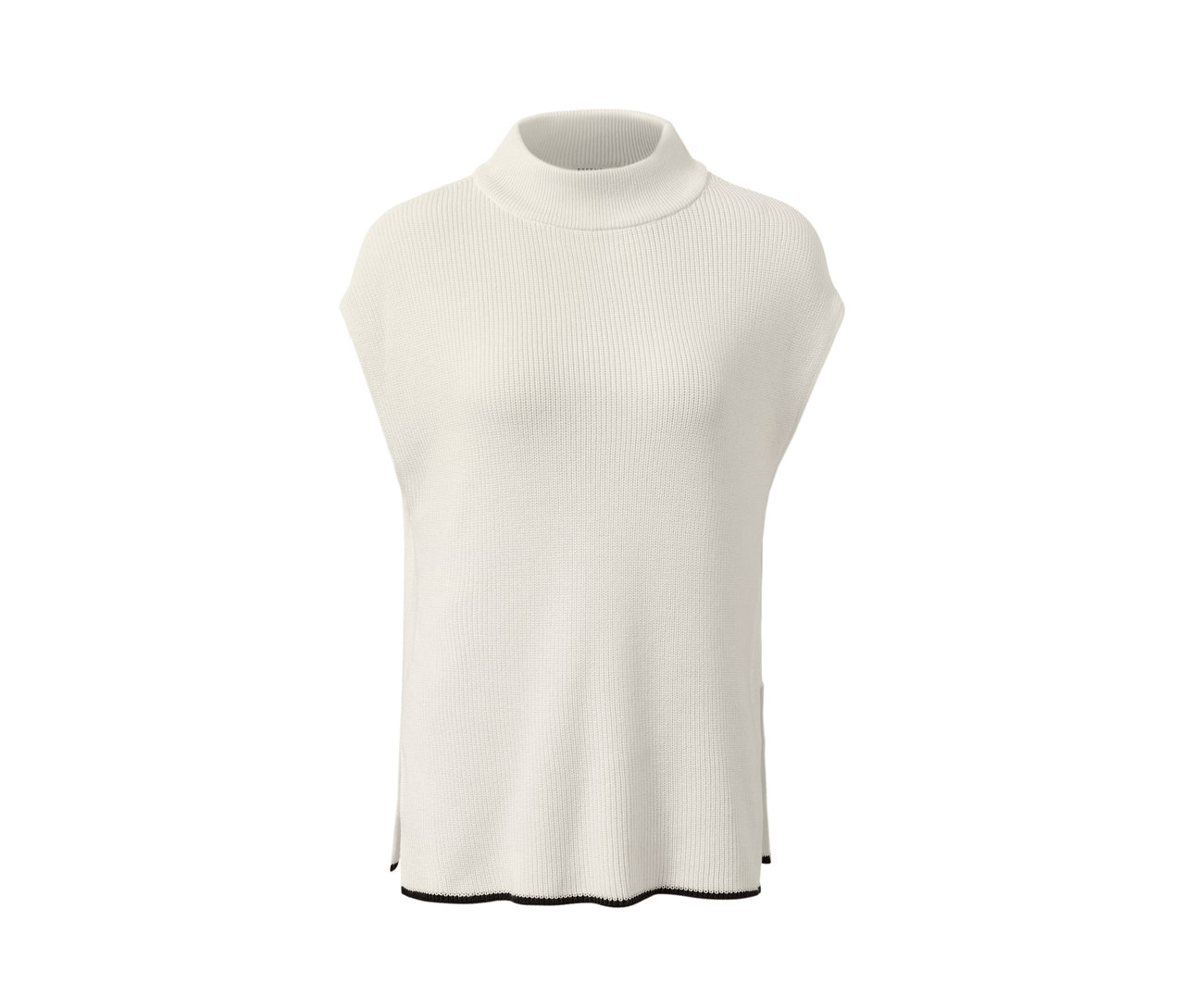 Pull sans manches en maille blanc à col roulé.