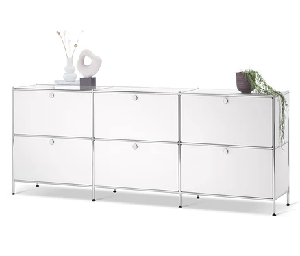 Buffet bas « CN3 » blanc avec 6 abattants.