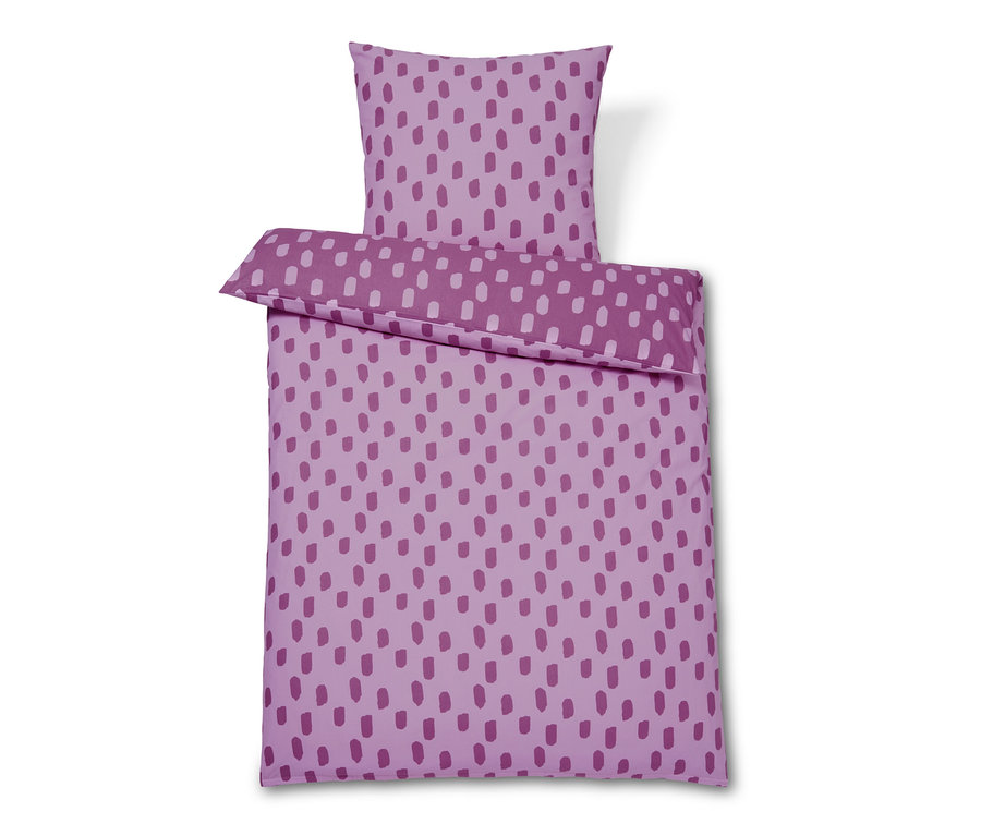 Parure de lit violette en renforcé avec motif à pois.
