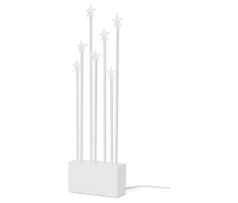 Objet LED blanc avec des tiges et des étoiles.