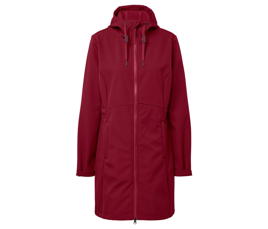 Veste bordeaux à capuche avec fermeture éclair.