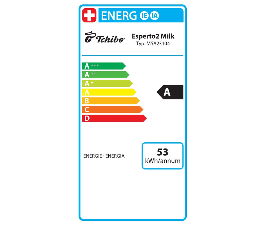 Étiquette énergétique pour « Esperto 2 Milk » Granite Black.