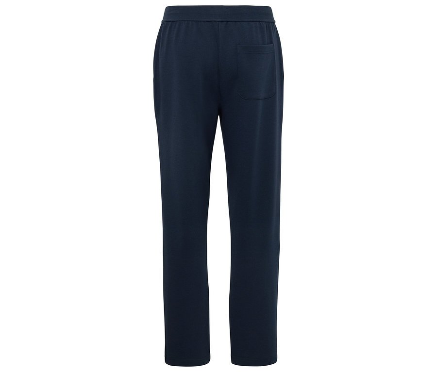 Pantalon de survêtement bleu marine avec taille élastique et poche arrière.