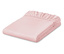 Drap-housse rose plié sur fond blanc.