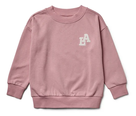 Sweat-shirt rose à manches longues avec logo LA cousu.