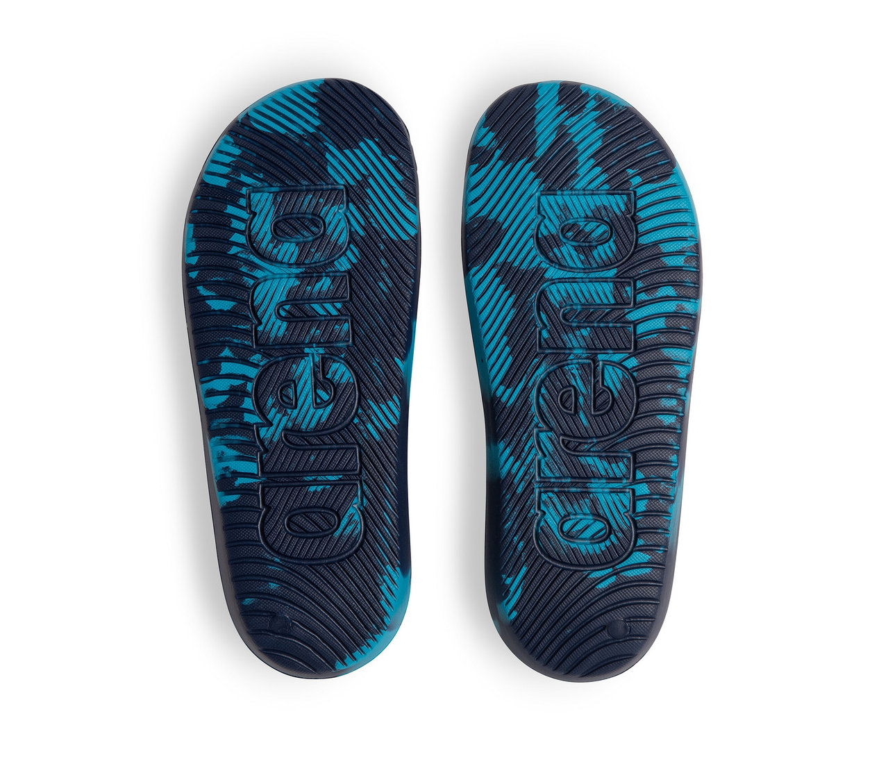 Deux sandales de bain arena Junior Urban Active pour enfant, bleu marine, sont côte à côte.