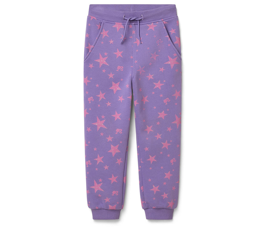 Pantalon de jogging violet avec des étoiles roses.
