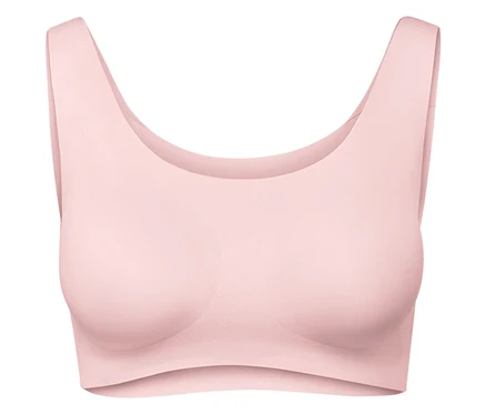 Soutien-gorge de sport rose sans fermeture.