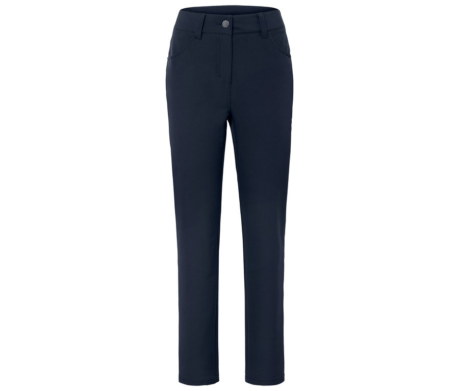 Pantalon bleu marine avec bouton et poches.