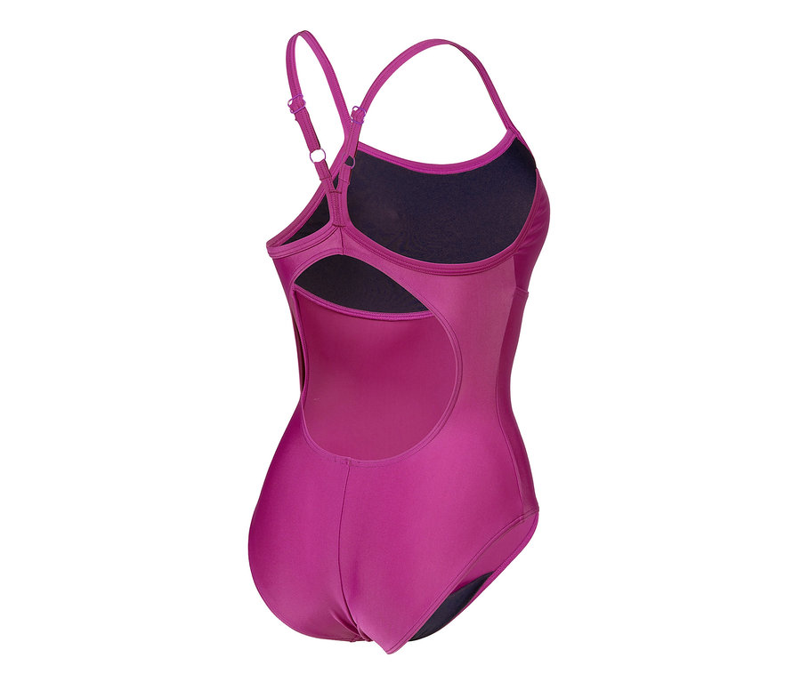 Vue détaillée de dos du maillot de bain pour femme Solid Lightdrop Back Bustier arena Feel, PURPLE WINE.