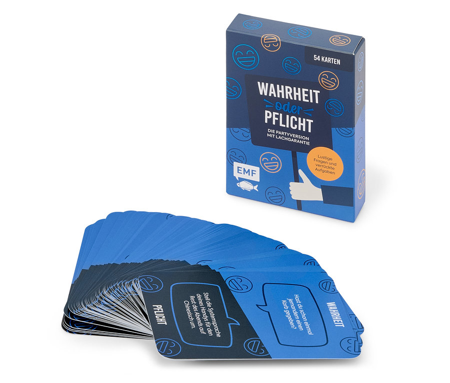 Un jeu de cartes appelé « Vérité ou Conséquence » et une pile de cartes.