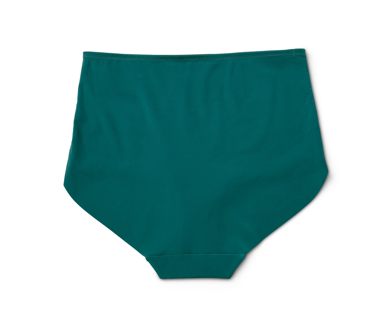 Culotte taille haute « light-shaping » pétrole sur fond blanc.