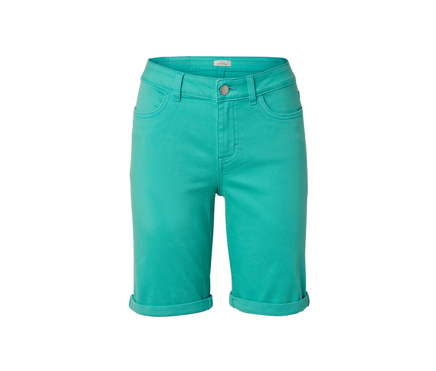 Short en jean bleu turquoise coupe « Lea ».