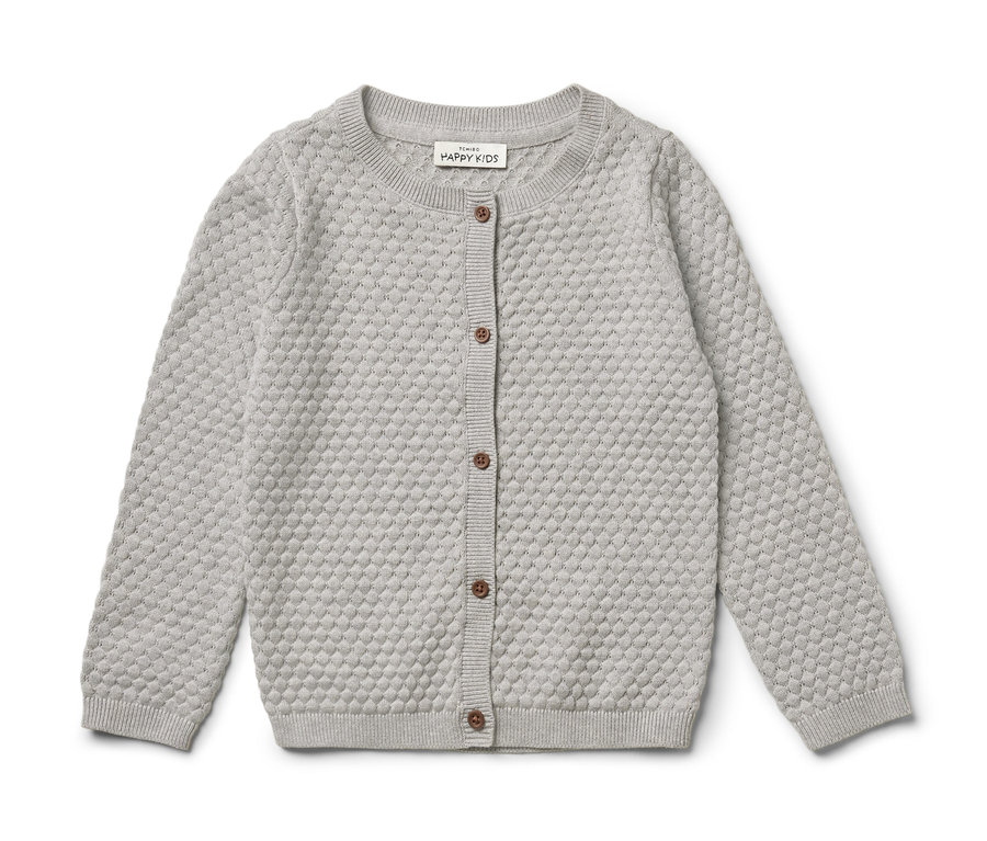 Veste en maille pour bébé avec des manches longues et des boutons.