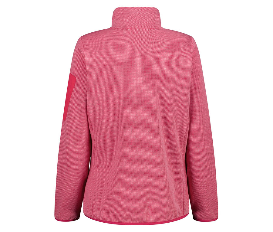 Vue arrière d'une veste en polaire rose à col montant et fermeture éclair.