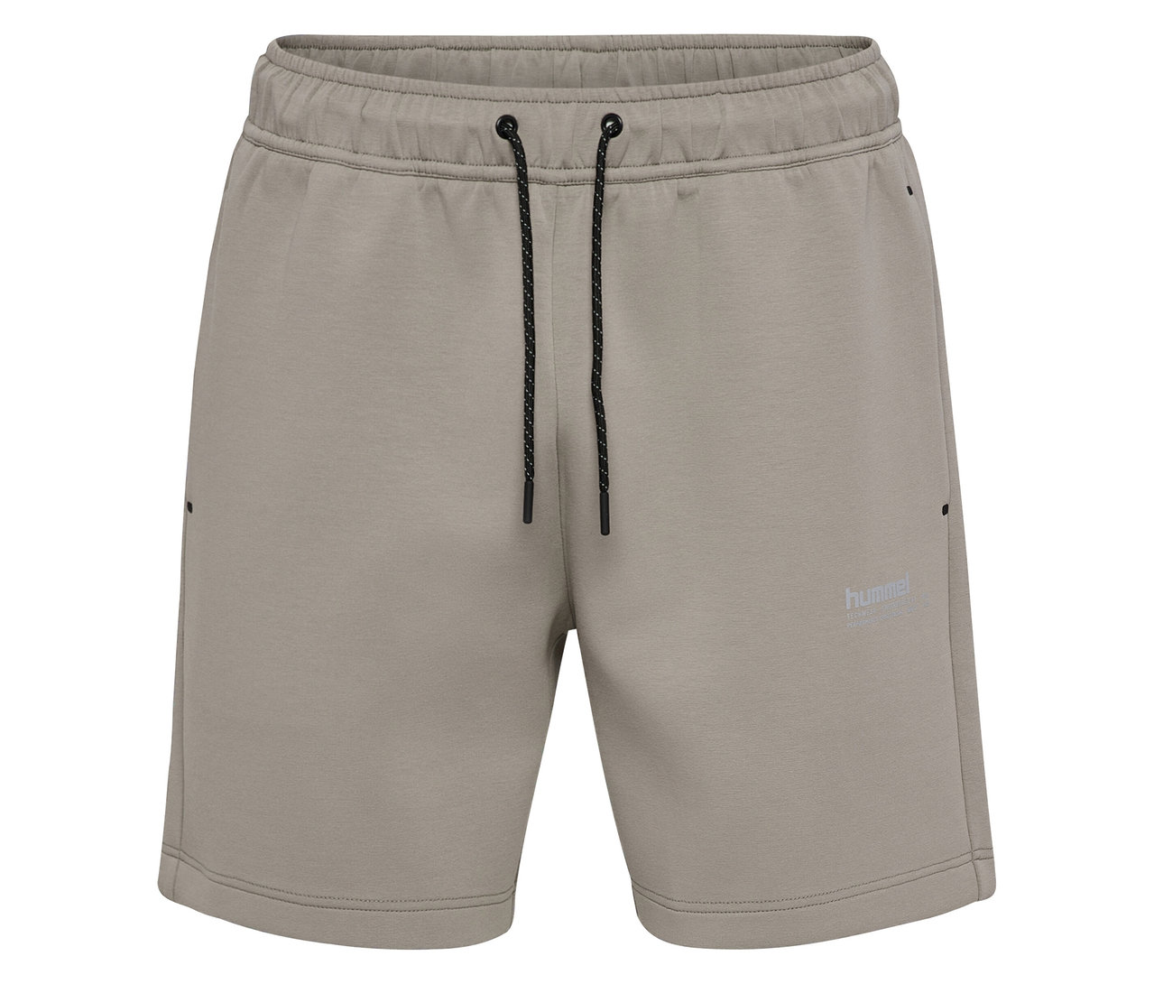 Gros plan sur un short de survêtement HUMMEL pour homme kaki avec cordon de serrage.