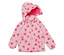 Imperméable rose pour enfants avec capuche, orné de cœurs roses.