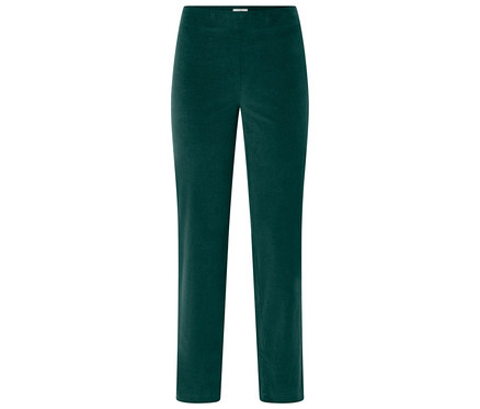 Pantalon long vert avec jambe droite et taille élastique.