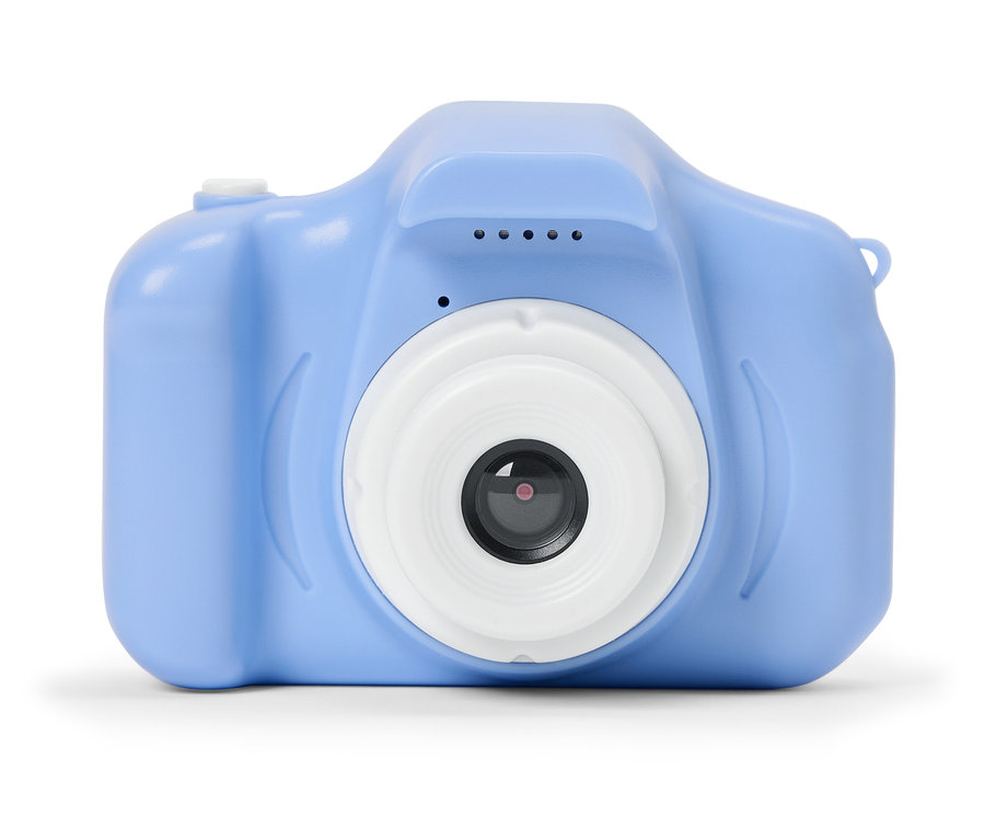 Appareil photo numérique bleu avec objectif blanc