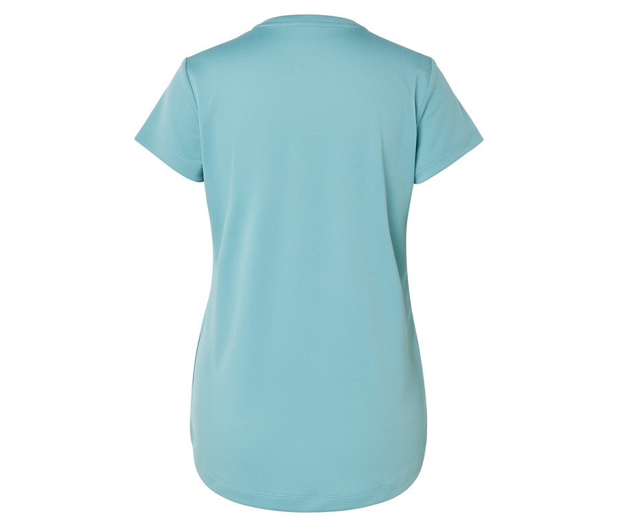 Vue arrière d'un t-shirt bleu clair à manches courtes.