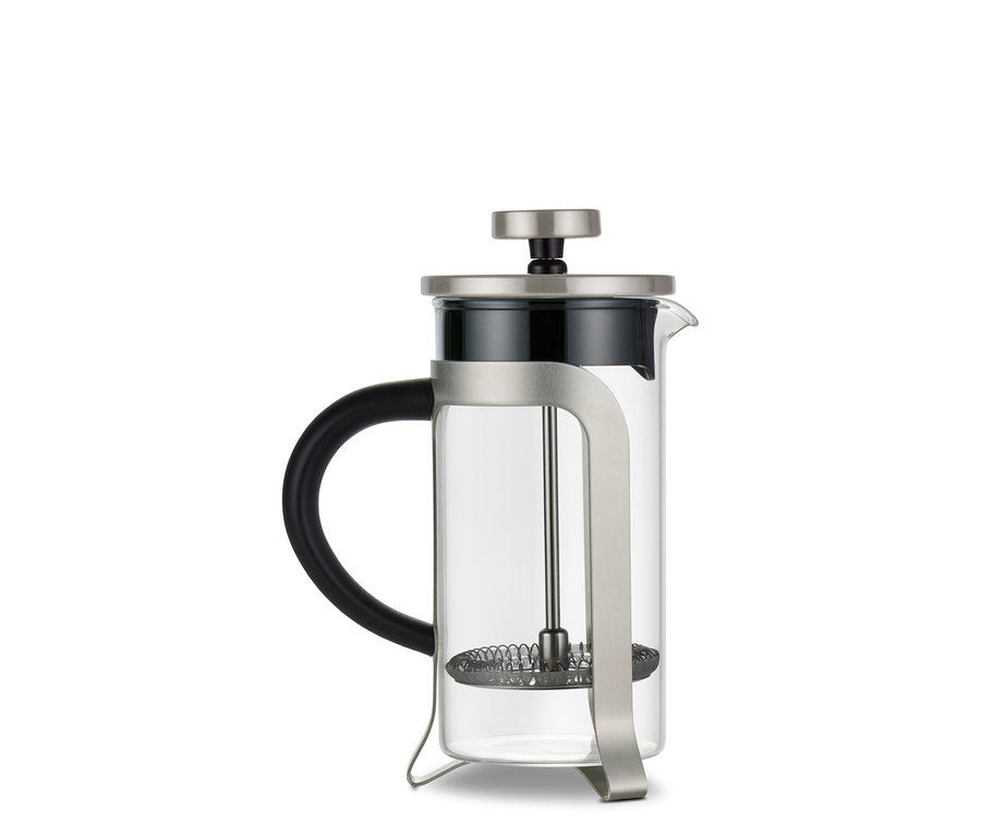 Cafetière à piston argentée de 300 ml pour 2 tasses.