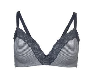 Gris-blanc à rayures<br>Dentelle et bretelles gris foncé