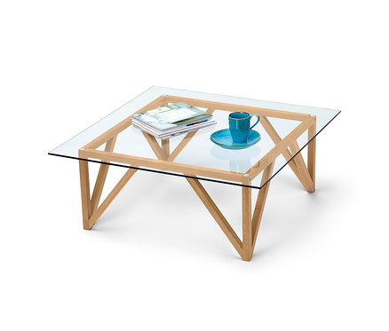 Table basse avec plateau en verre