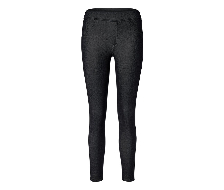 Legging doublé à l’aspect jean, denim noir.