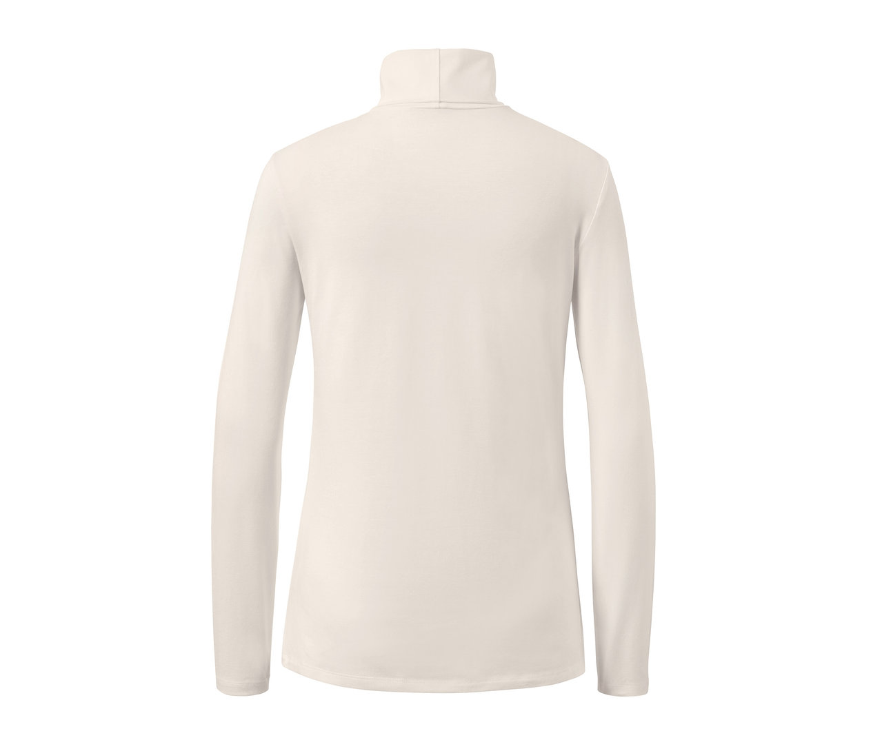 T-shirt col roulé à manches longues blanc crème vu de dos.