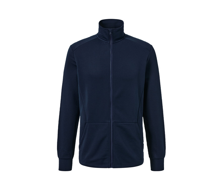 Veste fonctionnelle bleu foncé avec fermeture éclair.