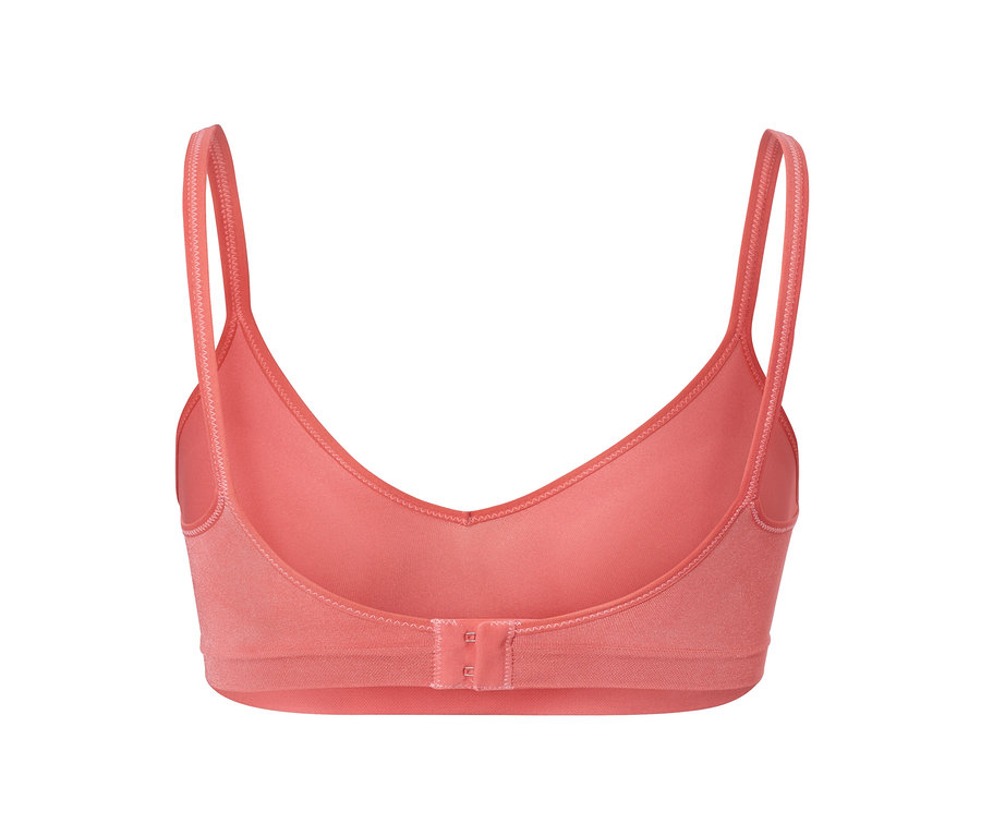Vue arrière d'un soutien-gorge doux sans coutures abricot.