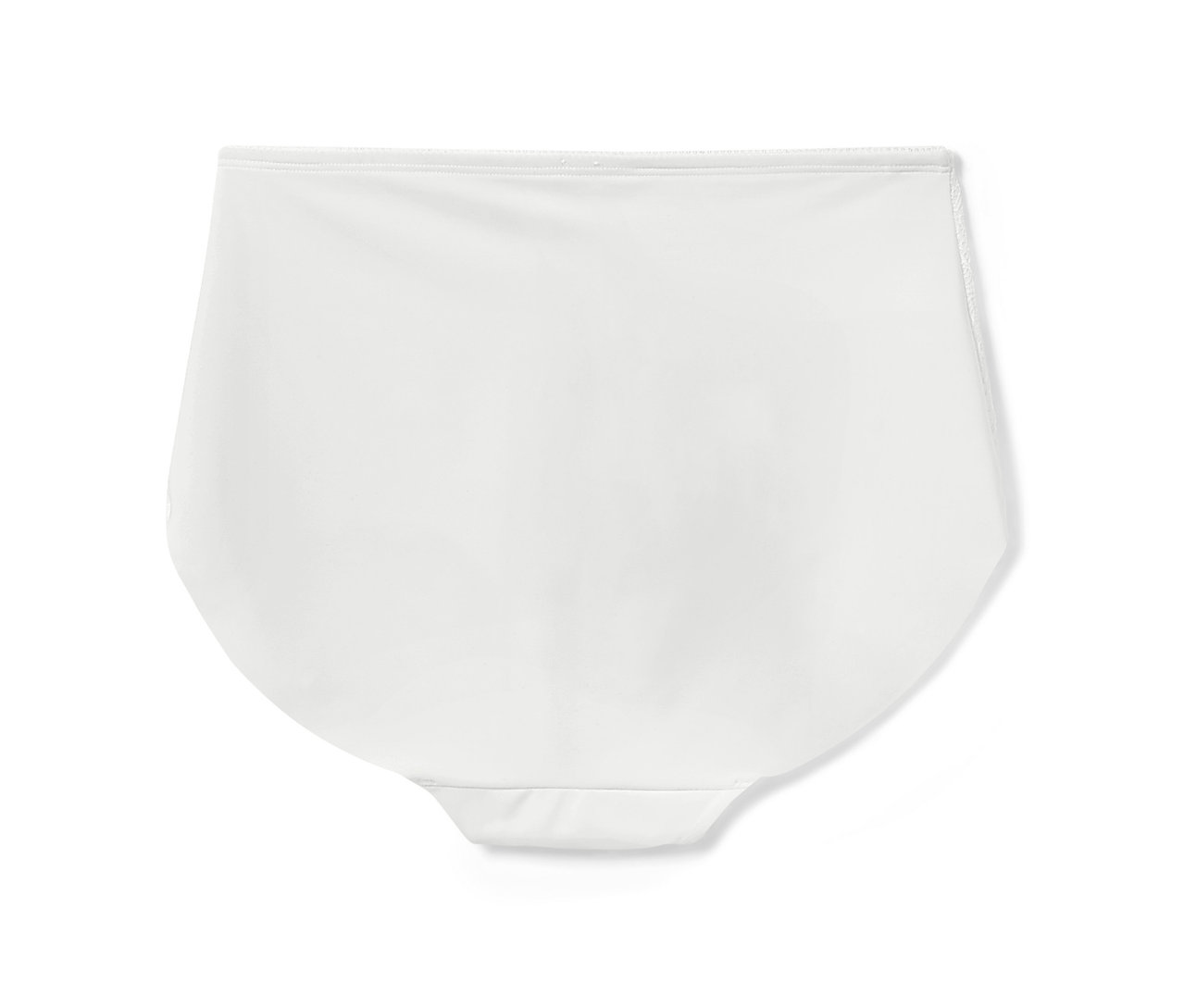 Une culotte taille haute blanche sur fond blanc.