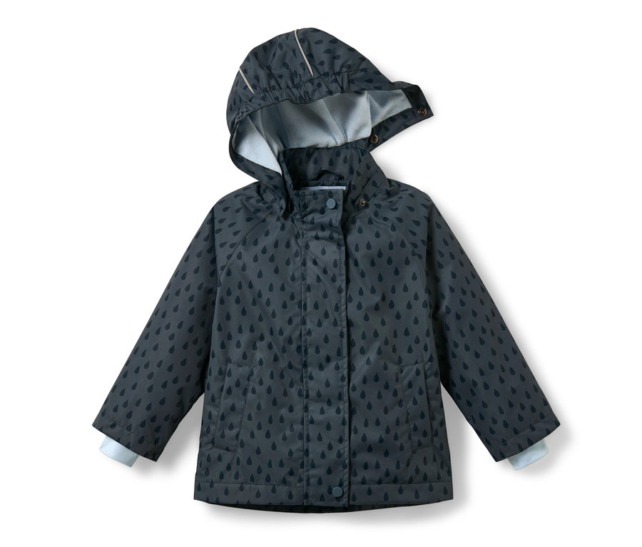 Veste de pluie thermique pour tout petit, bleu ardoise gouttes.