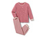 Haut rose foncé avec imprimé licorne multicolore, pantalon rayé rose