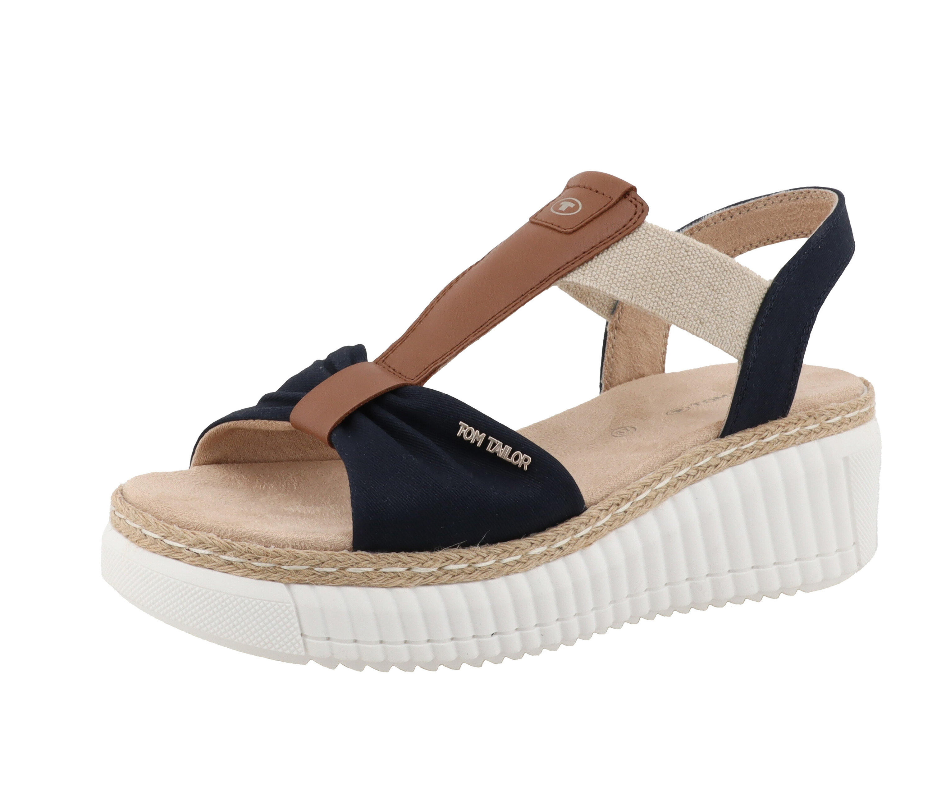 Sandale Tom Tailor, textile/PU bleu marine.