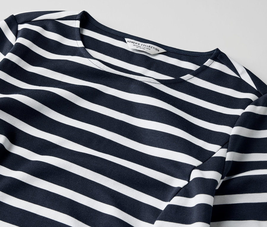 Gros plan d'une robe molletonnée à rayures.