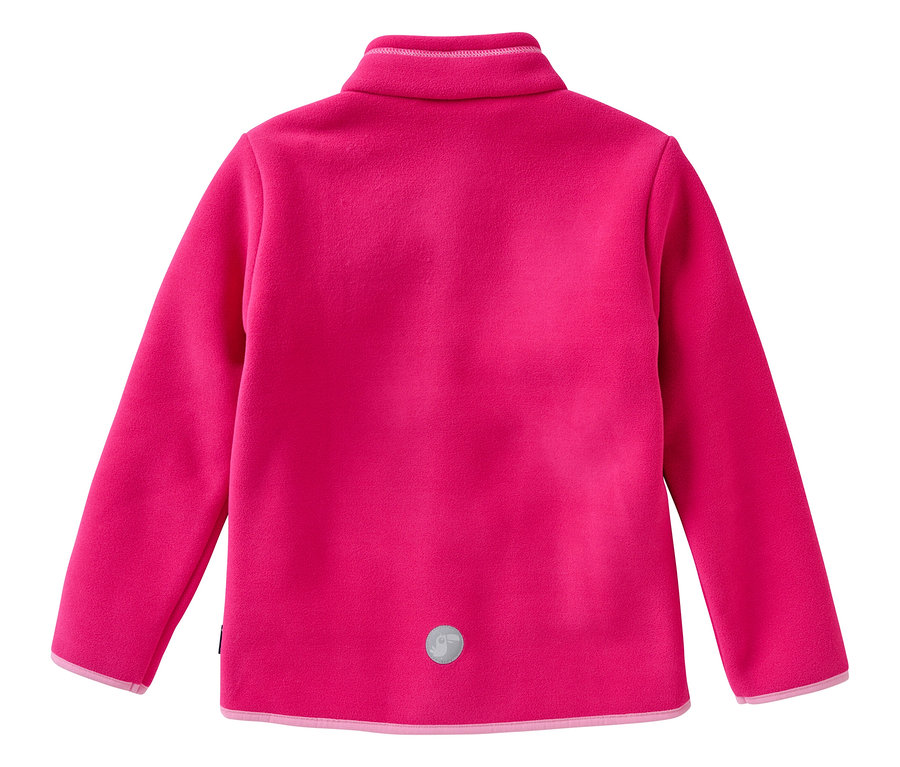 Vue arrière d'une veste polaire douillette JAKO-O avec col montant, fuchsia.