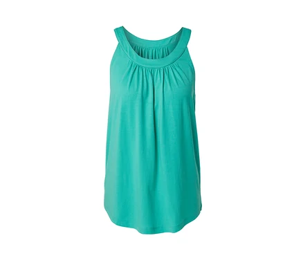 Haut turquoise sur fond blanc.