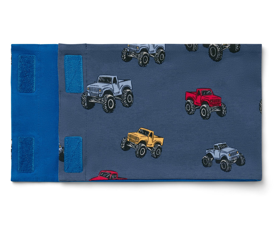 Foulard pour enfant avec bande auto-agrippante, motif camions.