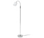 Lampadaire avec abat-jour blanc et structure chromée.