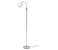 Lampadaire avec abat-jour blanc et structure chromée.
