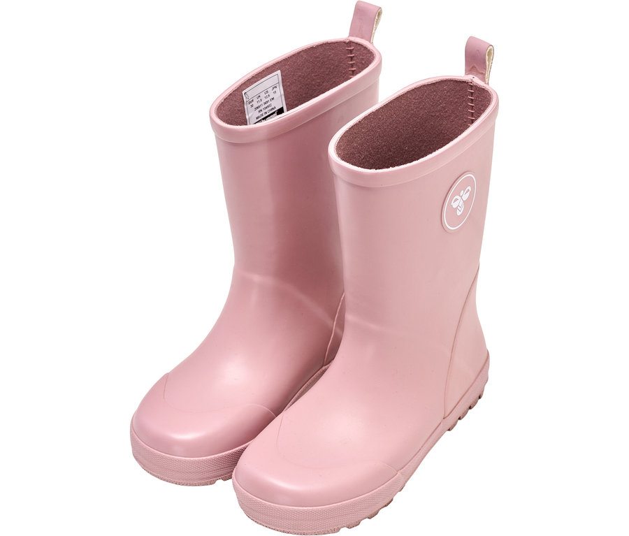 Deux bottes de pluie roses pour enfants.