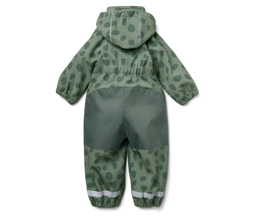 Vue arrière d'une combinaison verte à capuche avec des taches vert foncé.