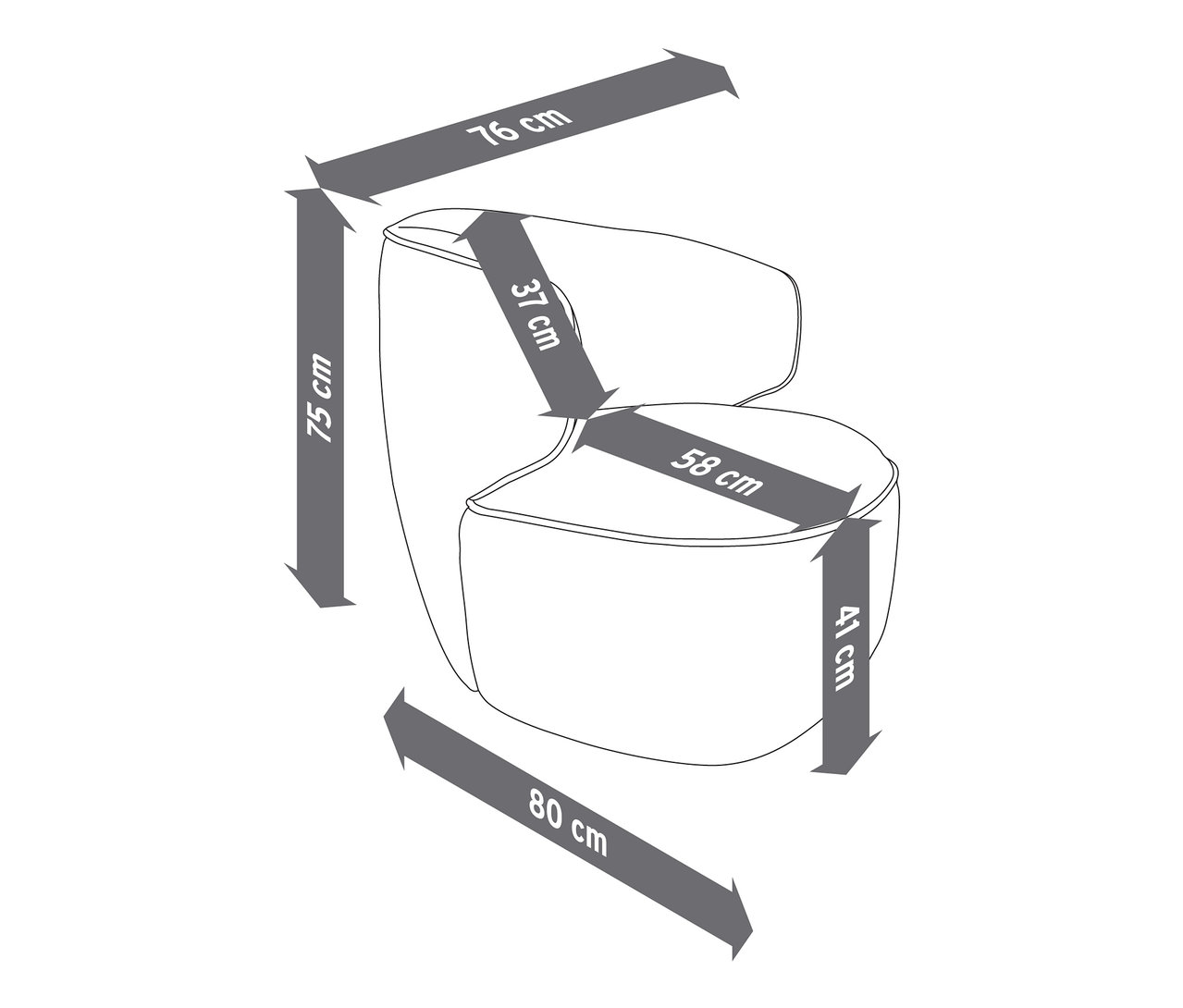 Dimensions du fauteuil pivotant.